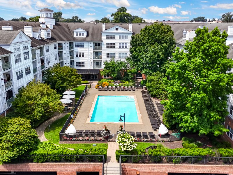 Luxury apartments with pool and landscaped courtyard at TGM Anchor Point community.