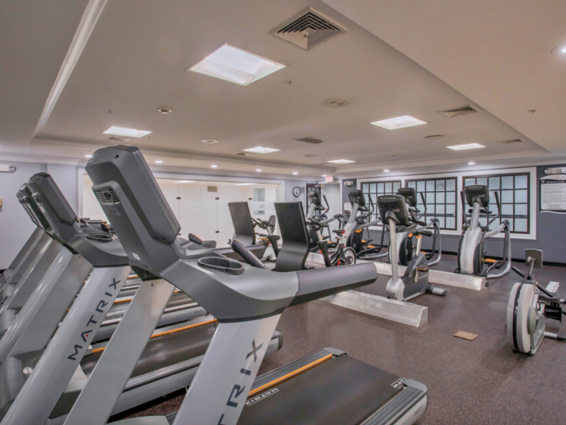This image shows the TGM Anchor Point Marina fitness gym featuring the Treadmills. It is a great way to burn calories and help with weight loss because they simulate a real-life movement.